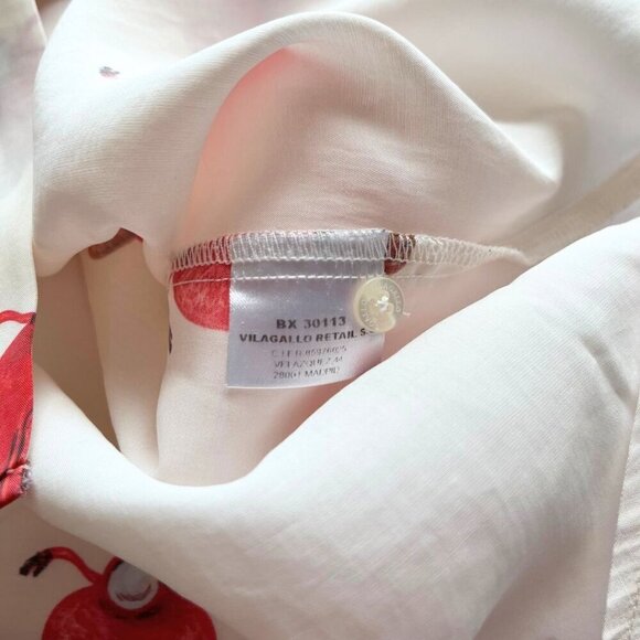 VILA GALLO IVORY WHITE RED NOVELTY PRINT BUTTON DOWN SHIRT -  L - Picture 10 of 11